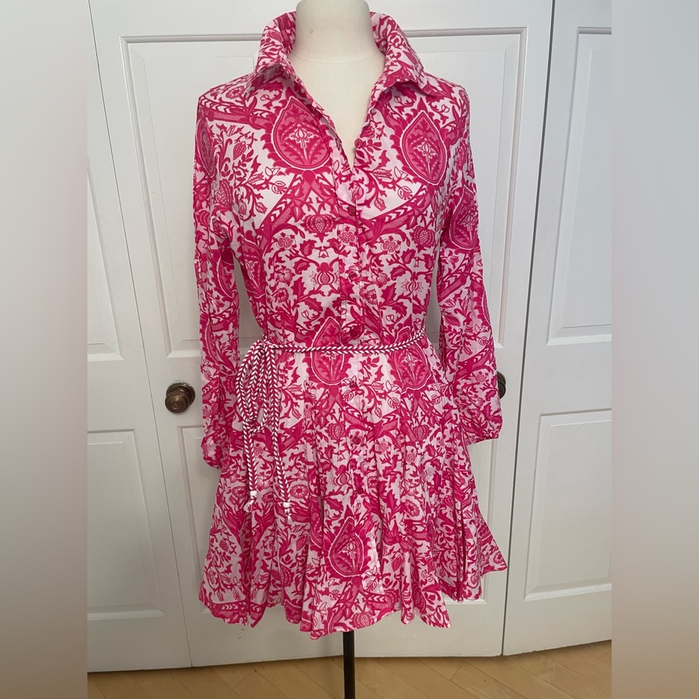 Pink Floral Pigalle Only Pglumina L/S Short Dress Medium